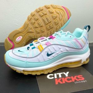 Nike Air Max 98 Women’s Shoes Teal Pink White